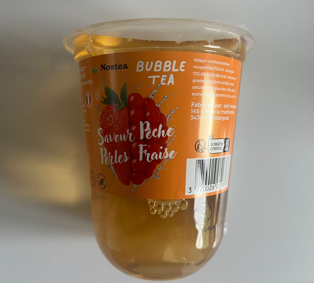 Nostea Bubble Tea - Saveur Pêche & Perles Fraise